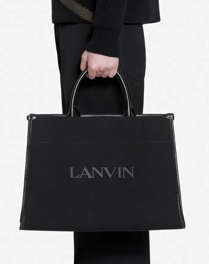 Inandout Medium Canvas Tote Bag Black Men Lanvin Tote Bags