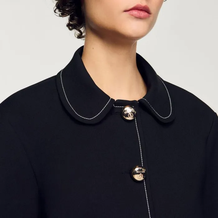 Jackets and Blazers Women SANDRO Peter Pan Collar Cropped Jacket Black