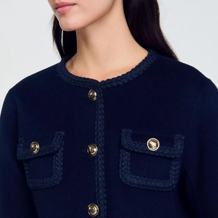 Jackets and Blazers Women SANDRO Short Wool Jacket Navy Blue