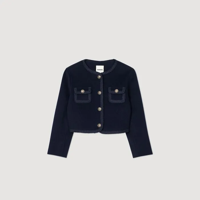 Jackets and Blazers Women SANDRO Short Wool Jacket Navy Blue