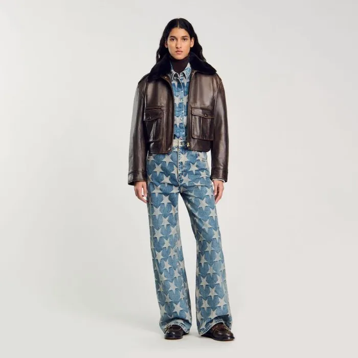 Jackets and Blazers Women SANDRO Starry Denim Overshirt Jacket Blue Jean