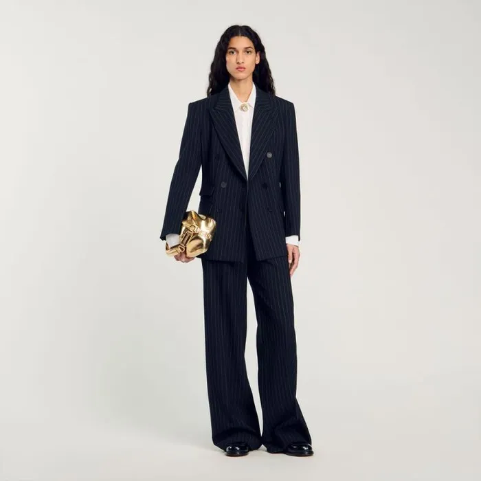 Jackets and Blazers Women SANDRO Striped Suit Jacket Black