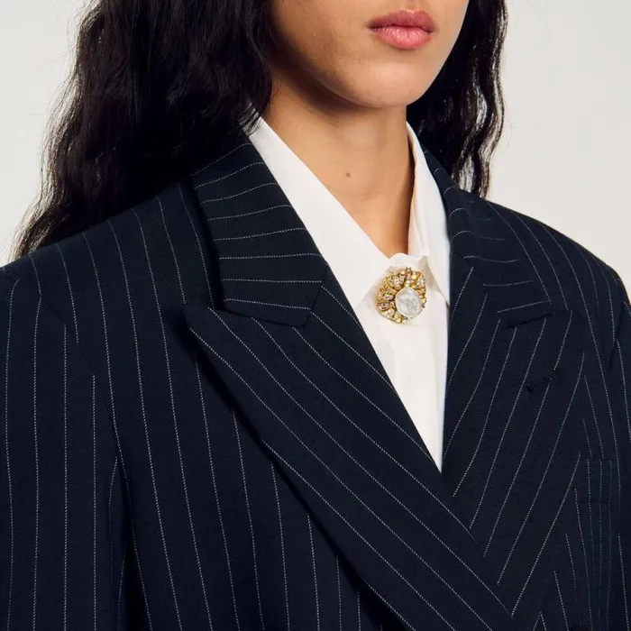 Jackets and Blazers Women SANDRO Striped Suit Jacket Black