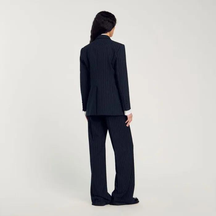 Jackets and Blazers Women SANDRO Striped Suit Jacket Black