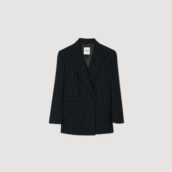Jackets and Blazers Women SANDRO Striped Suit Jacket Black