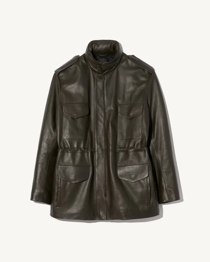 Jackets and Coats LIRI LEATHER JACKET Dark Moss Nili Lotan Men