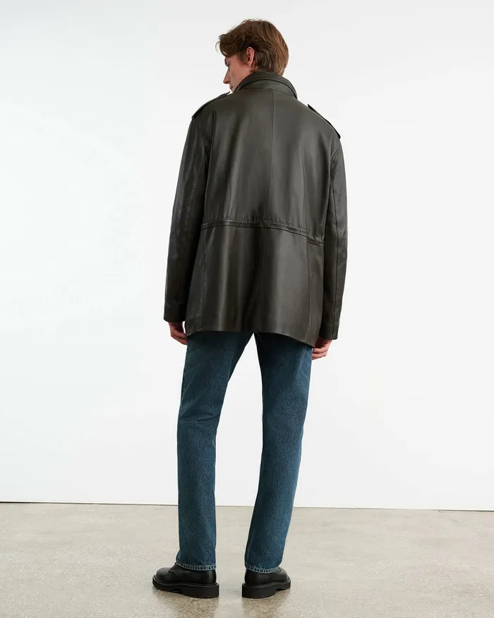 Jackets and Coats LIRI LEATHER JACKET Dark Moss Nili Lotan Men