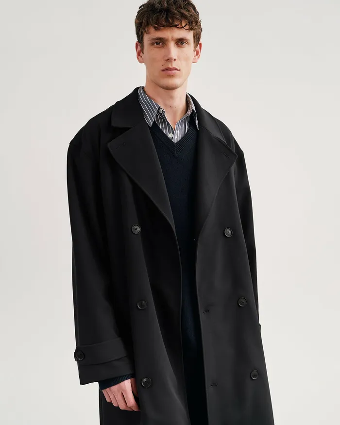Jackets and Coats Men Nili Lotan ERNEST TRENCH COAT Black