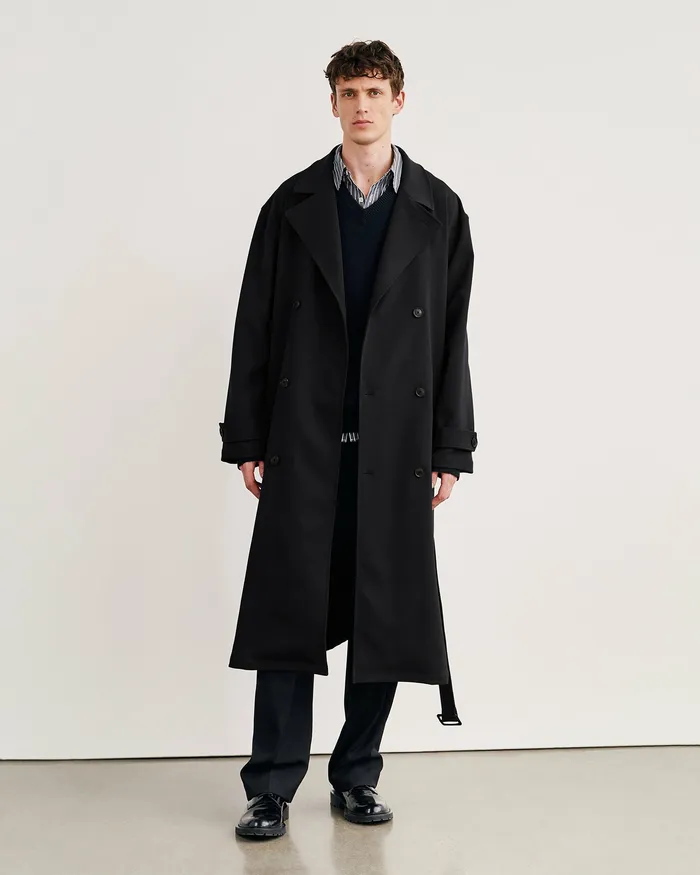 Jackets and Coats Men Nili Lotan ERNEST TRENCH COAT Black