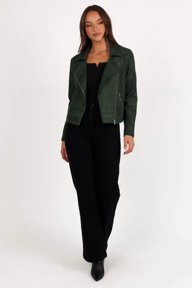 Jackets and Coats Women Spencer Faux Suede Moto Jacket 8211 Olive Olive petalandpup