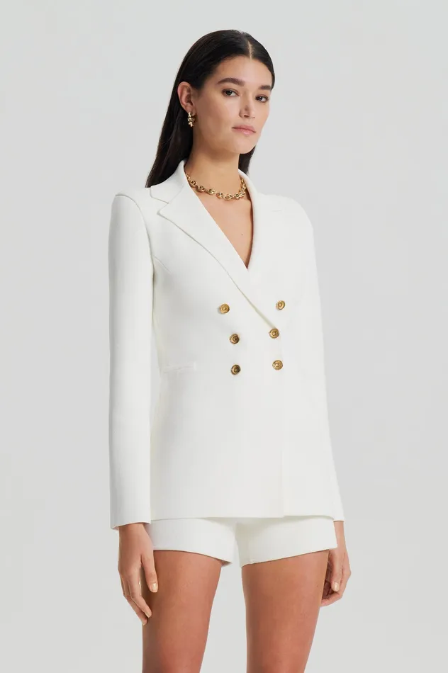 Jackets CREPE KNIT GOLD BUTTON JACKET CREAM Scanlan Theodore Women Jackets CREPE KNIT GOLD BUTTON JACKET CREAM Scanlan Theodore Women