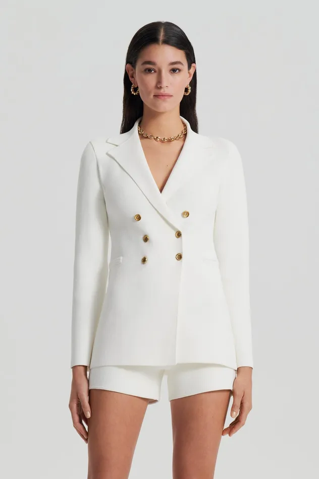 Jackets CREPE KNIT GOLD BUTTON JACKET CREAM Scanlan Theodore Women Jackets CREPE KNIT GOLD BUTTON JACKET CREAM Scanlan Theodore Women