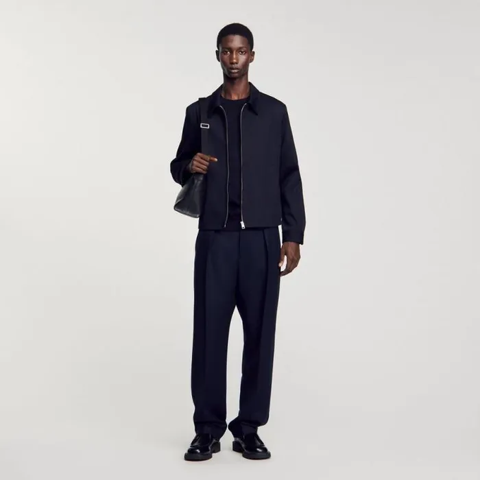 Jackets Men SANDRO Cotton Jacket Navy Blue