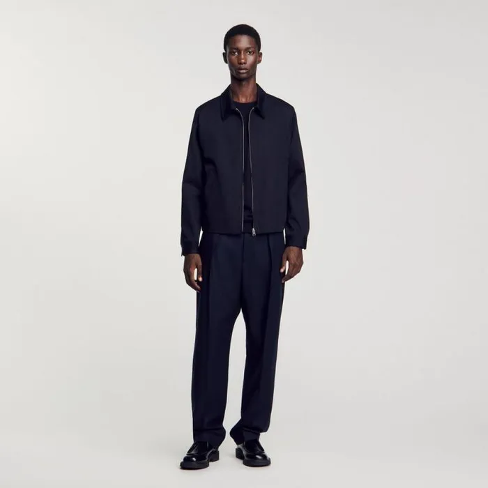 Jackets Men SANDRO Cotton Jacket Navy Blue