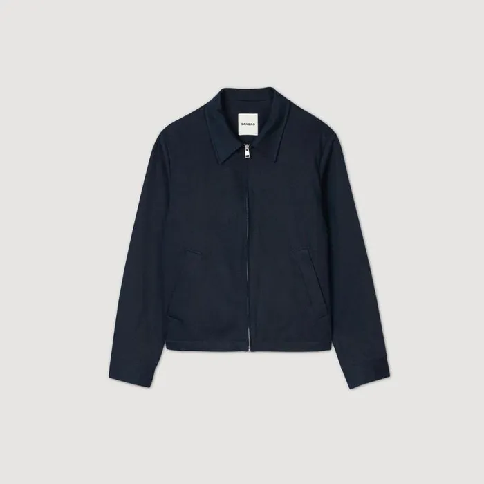 Jackets Men SANDRO Cotton Jacket Navy Blue