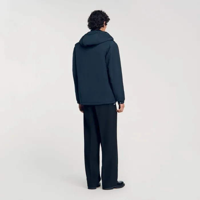 Jackets Men SANDRO Hooded Jacket Blue Prusse