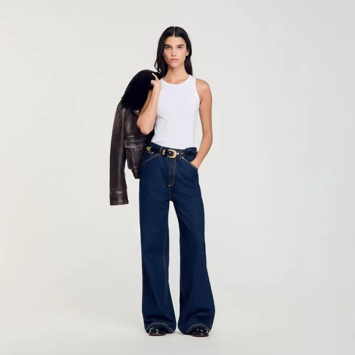 Jeans Women SANDRO Wideleg Flared Jeans Blue Jean