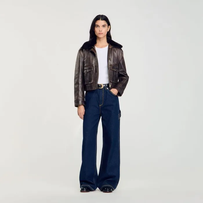Jeans Women SANDRO Wideleg Flared Jeans Blue Jean