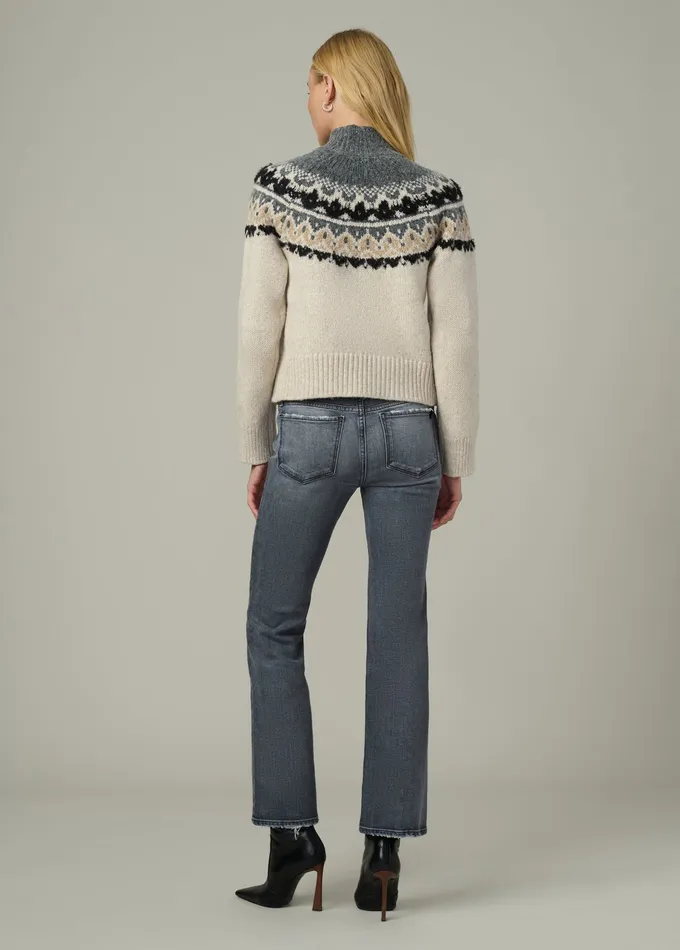 Joe8217s Jeans Sweaters Women THE CELESTE FAIR ISLE SWEATER Oatmeal Charcoal Fair Isle