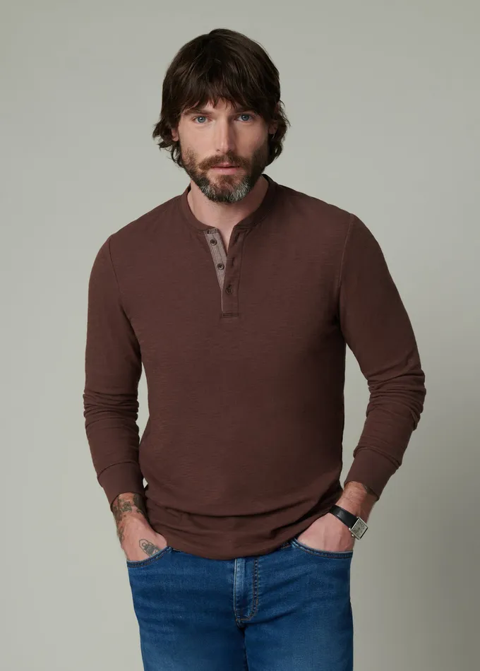 Joe8217s Jeans Tops Tees Men DWIGHT DOUBLE FACE HENLEY Chocolate Martini