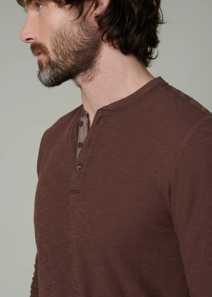 Joe8217s Jeans Tops Tees Men DWIGHT DOUBLE FACE HENLEY Chocolate Martini