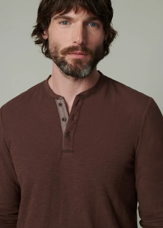 Joe8217s Jeans Tops Tees Men DWIGHT DOUBLE FACE HENLEY Chocolate Martini