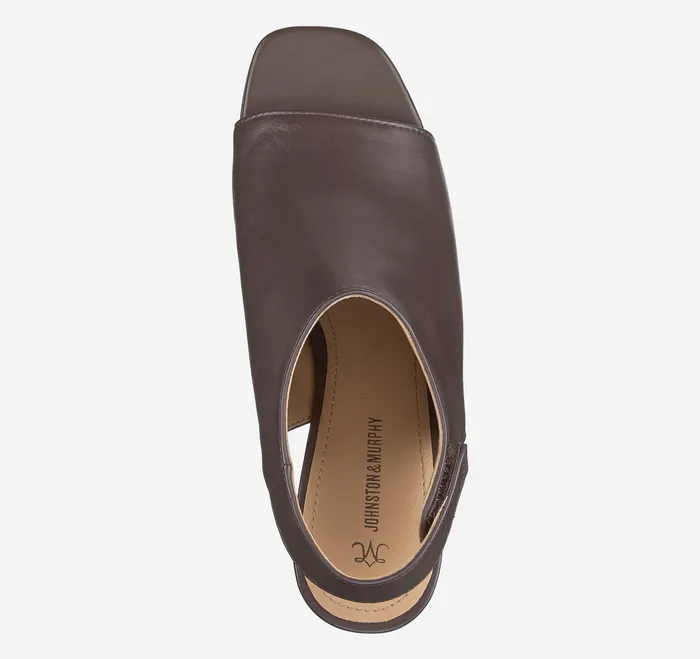 Johnston and Murphy Evelyn OpenToe Bootie Brown Glove Leather Women Heels and Platform Wedges