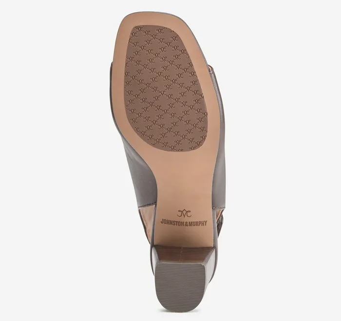Johnston and Murphy Evelyn OpenToe Bootie Brown Glove Leather Women Heels and Platform Wedges