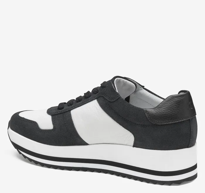 Johnston and Murphy Gracie Colorblock LaceUp Black SuedeWhite Calfskin Women Women8217s Shoes