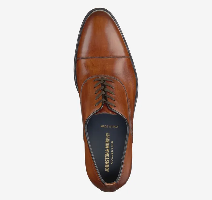 Johnston and Murphy LaceUps Men Flynch Cap Toe Tan Italian Calfskin