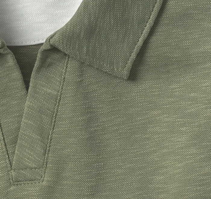 Johnston and Murphy Polos and Tees Men Vintage Slub VNeck Polo Olive
