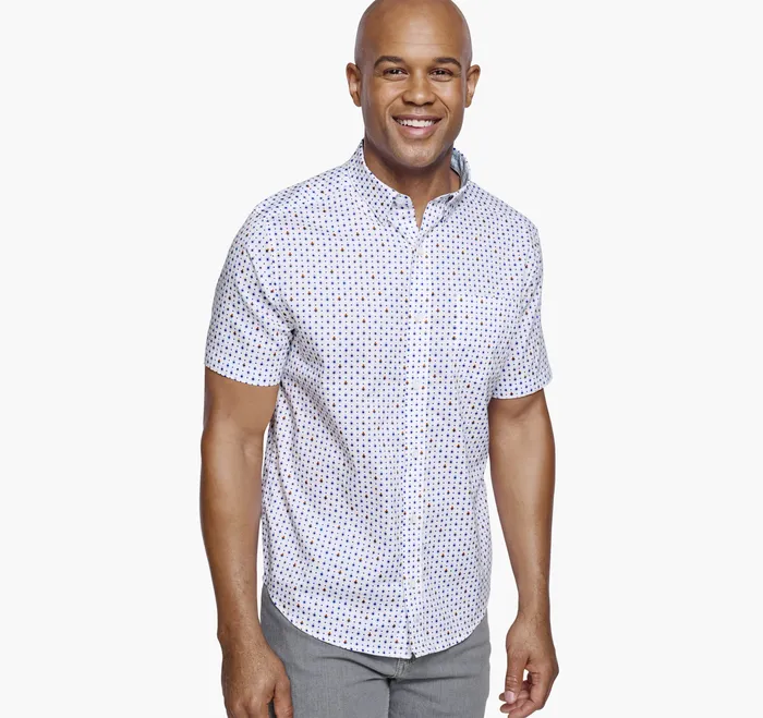 Johnston and Murphy Printed ShortSleeve Shirt White Floral Men ShortSleeve Shirts