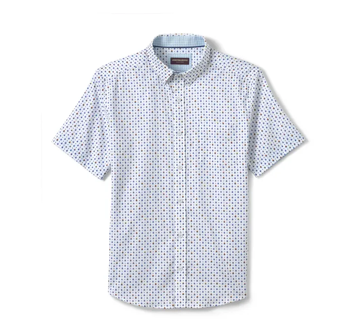 Johnston and Murphy Printed ShortSleeve Shirt White Floral Men ShortSleeve Shirts