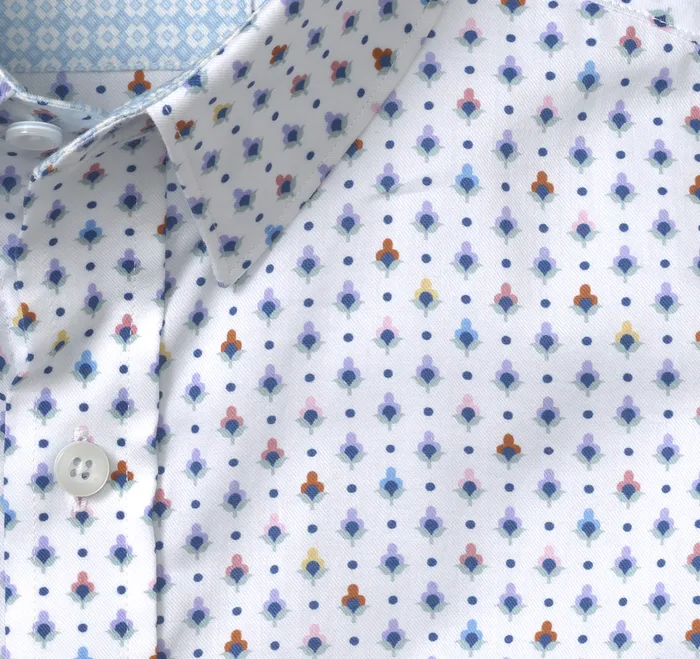 Johnston and Murphy Printed ShortSleeve Shirt White Floral Men ShortSleeve Shirts