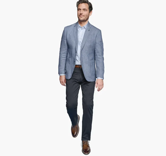 Johnston and Murphy Washed LinenBlend Blazer Light Blue Men Blazers