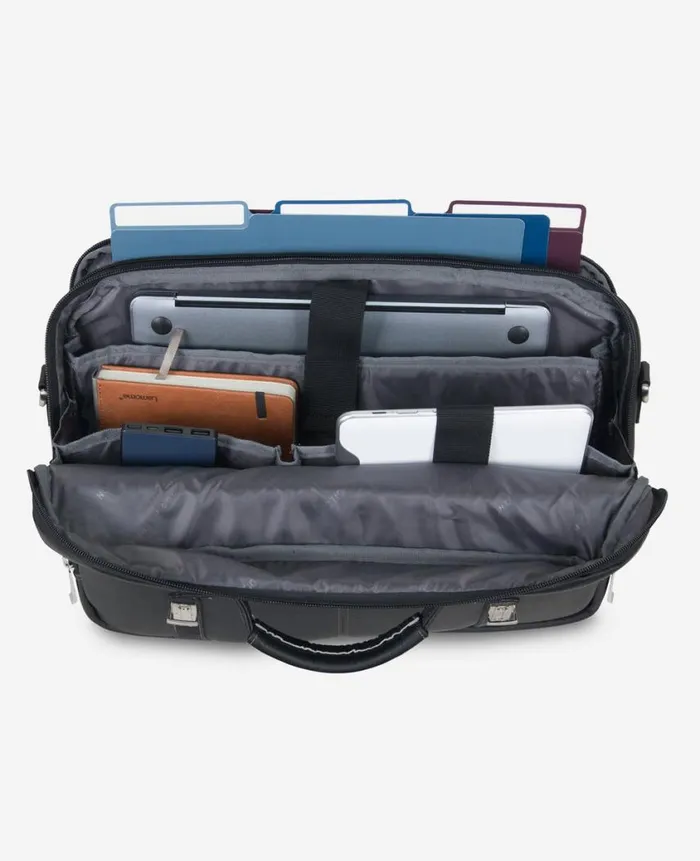 Kenneth Cole Bags and Belts Men Leather 156Inch Double Compartment Flapover Computer Bag Black Kenneth Cole Bags and Belts Men Leather 156Inch Double Compartment Flapover Computer Bag Black