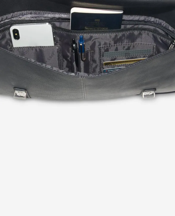 Kenneth Cole Bags and Belts Men Leather 156Inch Double Compartment Flapover Computer Bag Black Kenneth Cole Bags and Belts Men Leather 156Inch Double Compartment Flapover Computer Bag Black