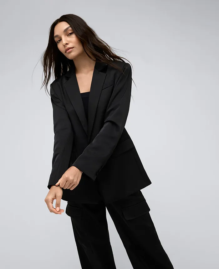 Kenneth Cole Blazers and Jackets Women Satin SingleBreasted Jacket Black