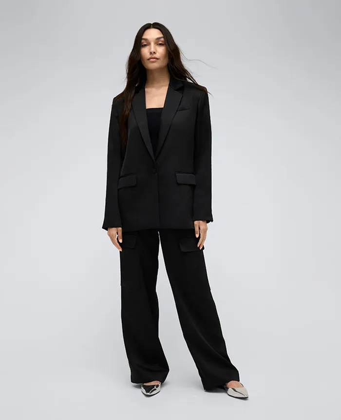 Kenneth Cole Blazers and Jackets Women Satin SingleBreasted Jacket Black Kenneth Cole Blazers and Jackets Women Satin SingleBreasted Jacket Black