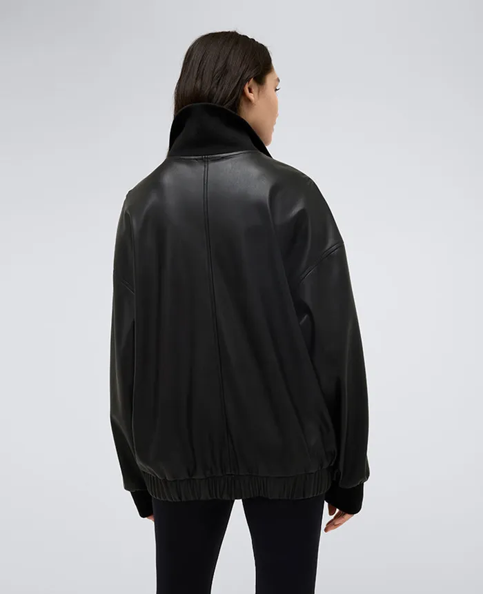 Kenneth Cole Blazers and Jackets Women Vegan Leather Half Zip Pullover Black Kenneth Cole Blazers and Jackets Women Vegan Leather Half Zip Pullover Black
