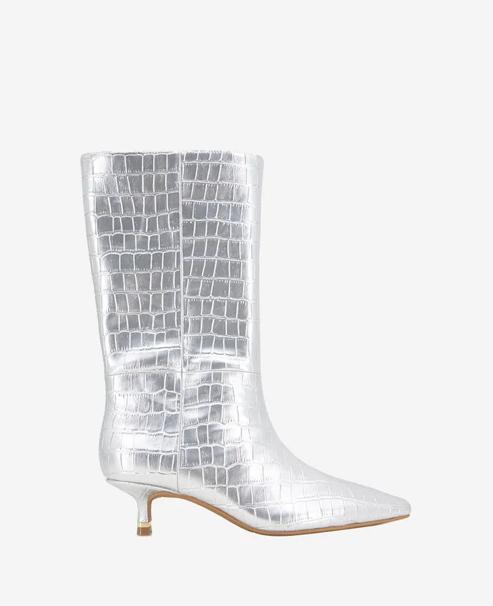 Kenneth Cole Boots and Booties Women Meryl Leather Metallic Croco Bootie Metallic