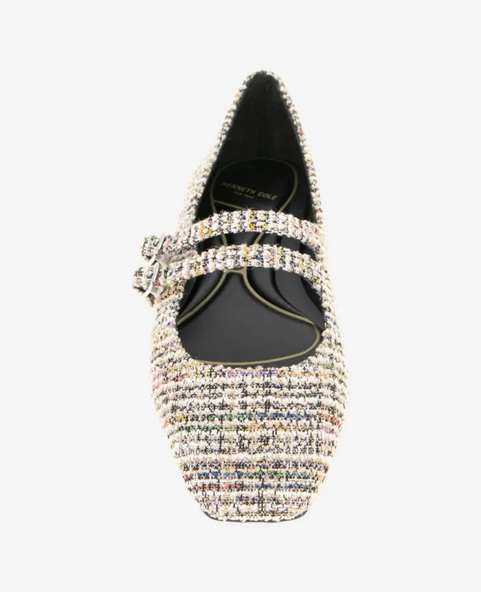 Kenneth Cole Flats and Loafers Women Jasmine Tweed Mary Jane Flat Black