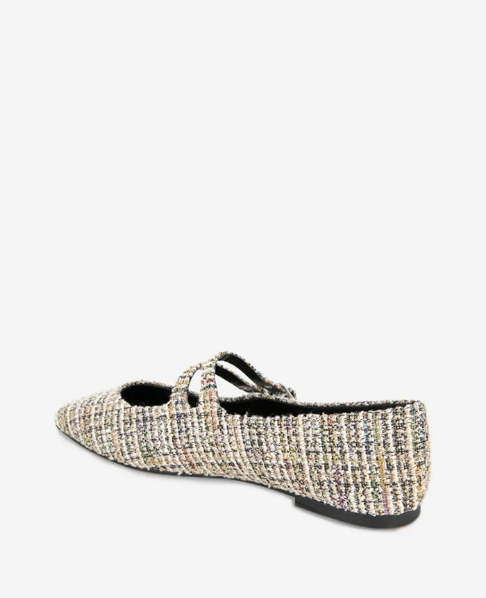Kenneth Cole Flats and Loafers Women Jasmine Tweed Mary Jane Flat Black