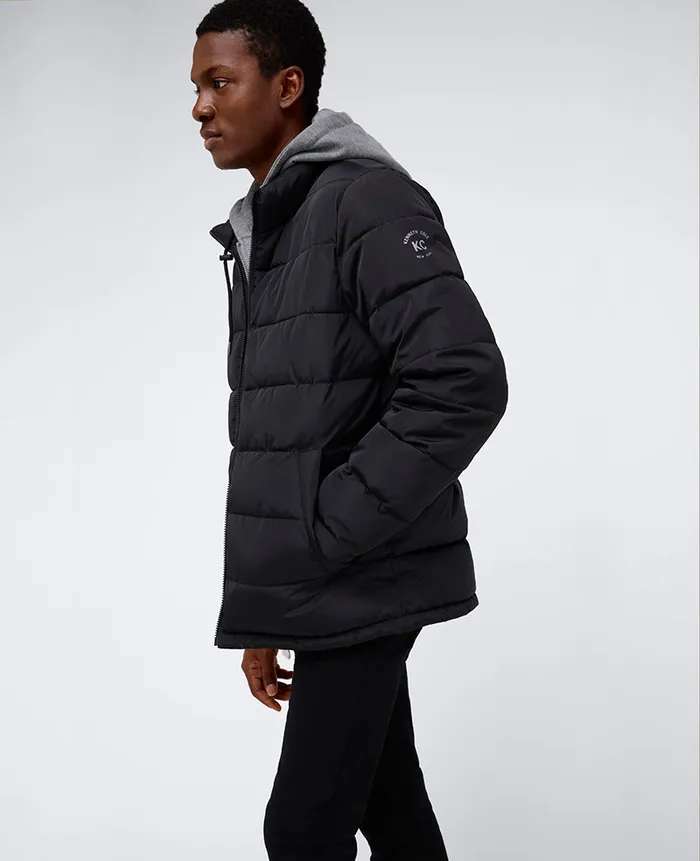 Kenneth Cole Jackets and Outerwear Men Puffer With Attached Jersey Hood Black Kenneth Cole Jackets and Outerwear Men Puffer With Attached Jersey Hood Black