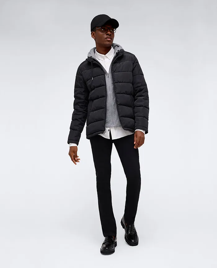 Kenneth Cole Jackets and Outerwear Men Puffer With Attached Jersey Hood Black Kenneth Cole Jackets and Outerwear Men Puffer With Attached Jersey Hood Black