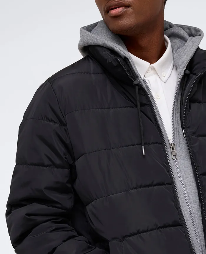Kenneth Cole Jackets and Outerwear Men Puffer With Attached Jersey Hood Black Kenneth Cole Jackets and Outerwear Men Puffer With Attached Jersey Hood Black