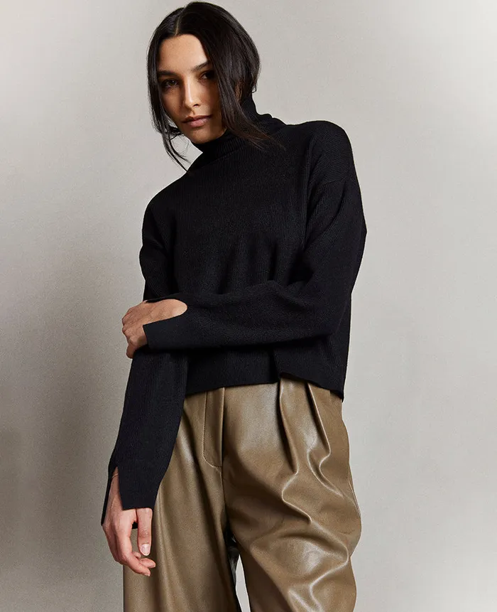 Kenneth Cole Matching Sets Women Faux Leather High Rise Wide Leg Trouser Brown Kenneth Cole Matching Sets Women Faux Leather High Rise Wide Leg Trouser Brown