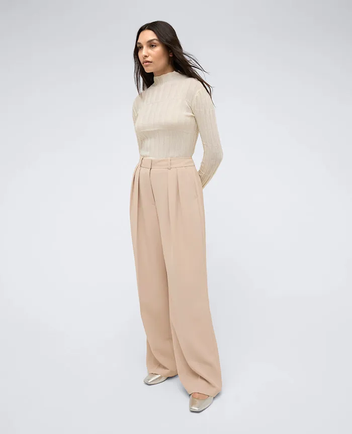 Kenneth Cole Matching Sets Women Twill High Rise Wide Leg Trouser Blue