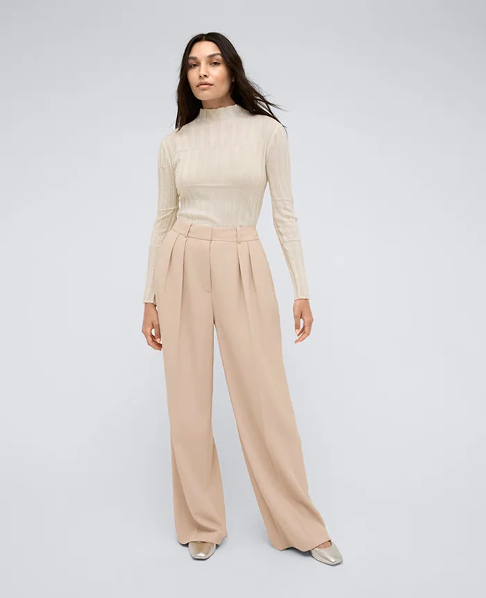 Kenneth Cole Matching Sets Women Twill High Rise Wide Leg Trouser Blue