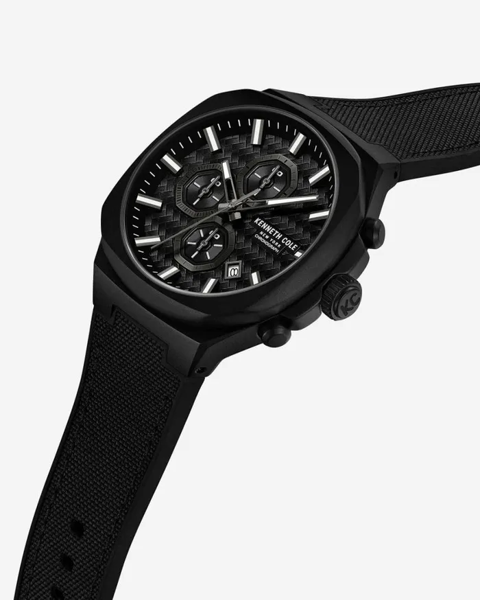 Kenneth Cole Mens Men Kenneth Cole Chronograph Classic Strap Watch Black